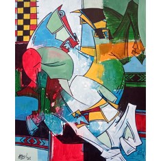 Ashkal, 24 x 30 Inch, Acrylic on Canvas, Abstract Painting, AC-ASH-316